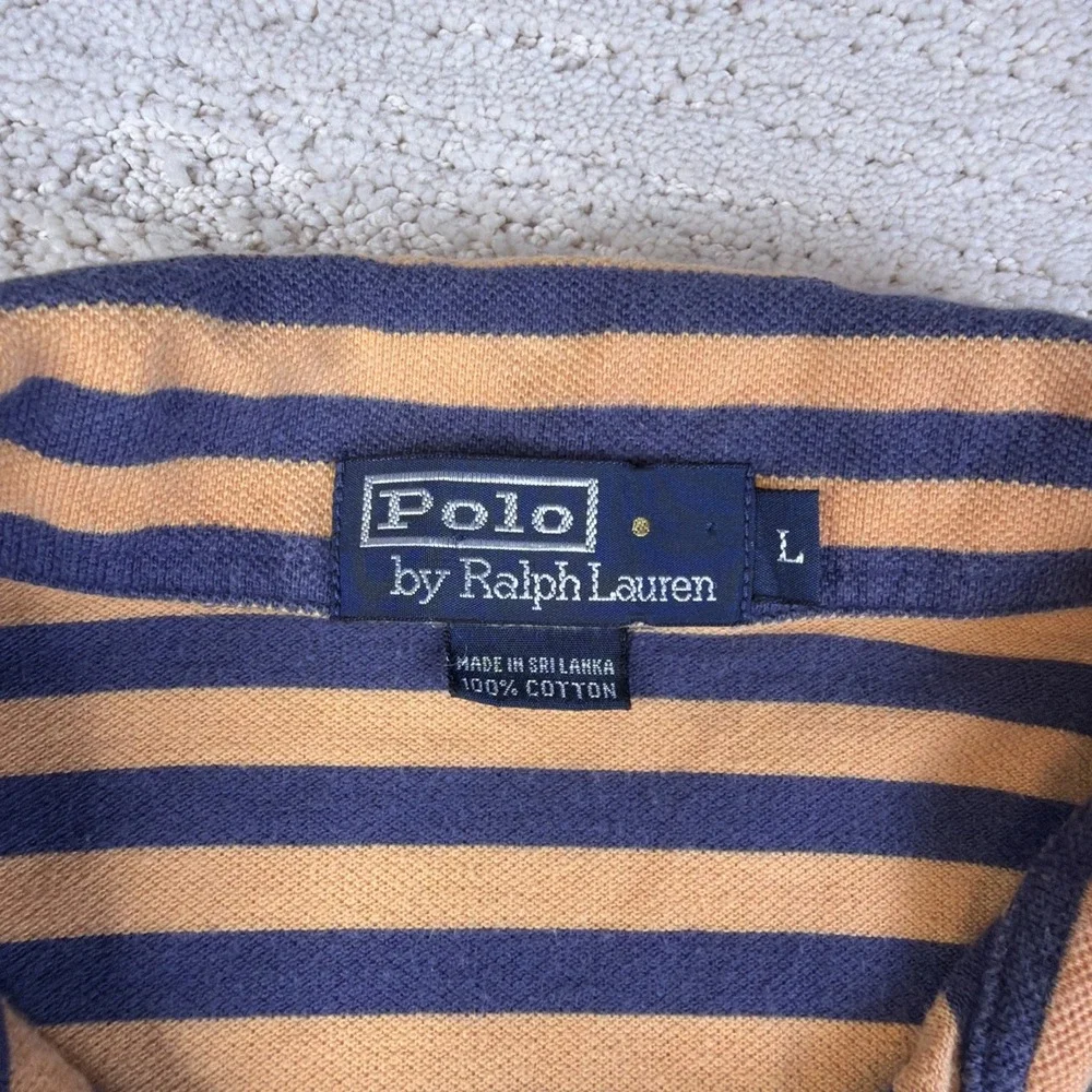 Men's VTG Polo Ralph Lauren Large Cotton Short Sleeve Pocket Polo Shirt Striped